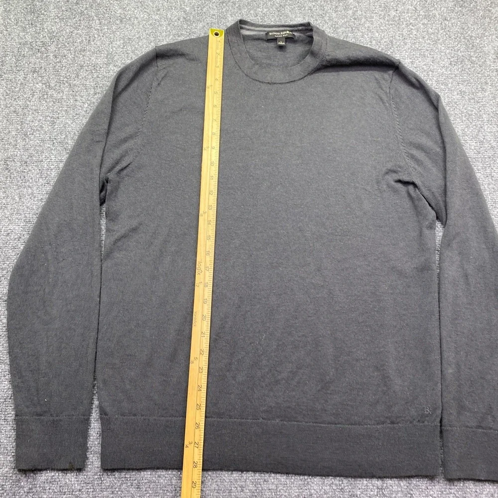 Banana Republic Mens Merino Wool Crew Neck Sweater Gray Size L Preppy